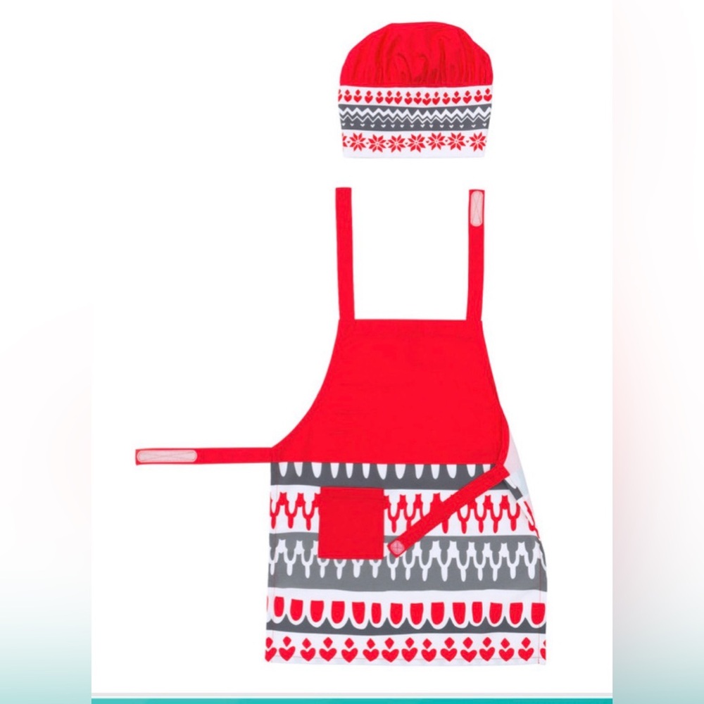 Red and Gray Aprons with Matching Chef’s Hat (Set of 2) C141